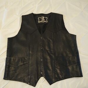 Black Leather Motorcycle Vest